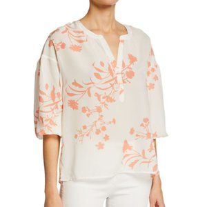 NWOT Joie Floral-Print Partial Button-Front Blouse